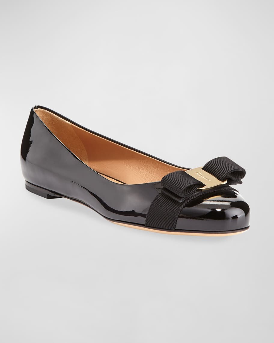 

Балетки Varina из лакированной кожи с бантом Ferragamo