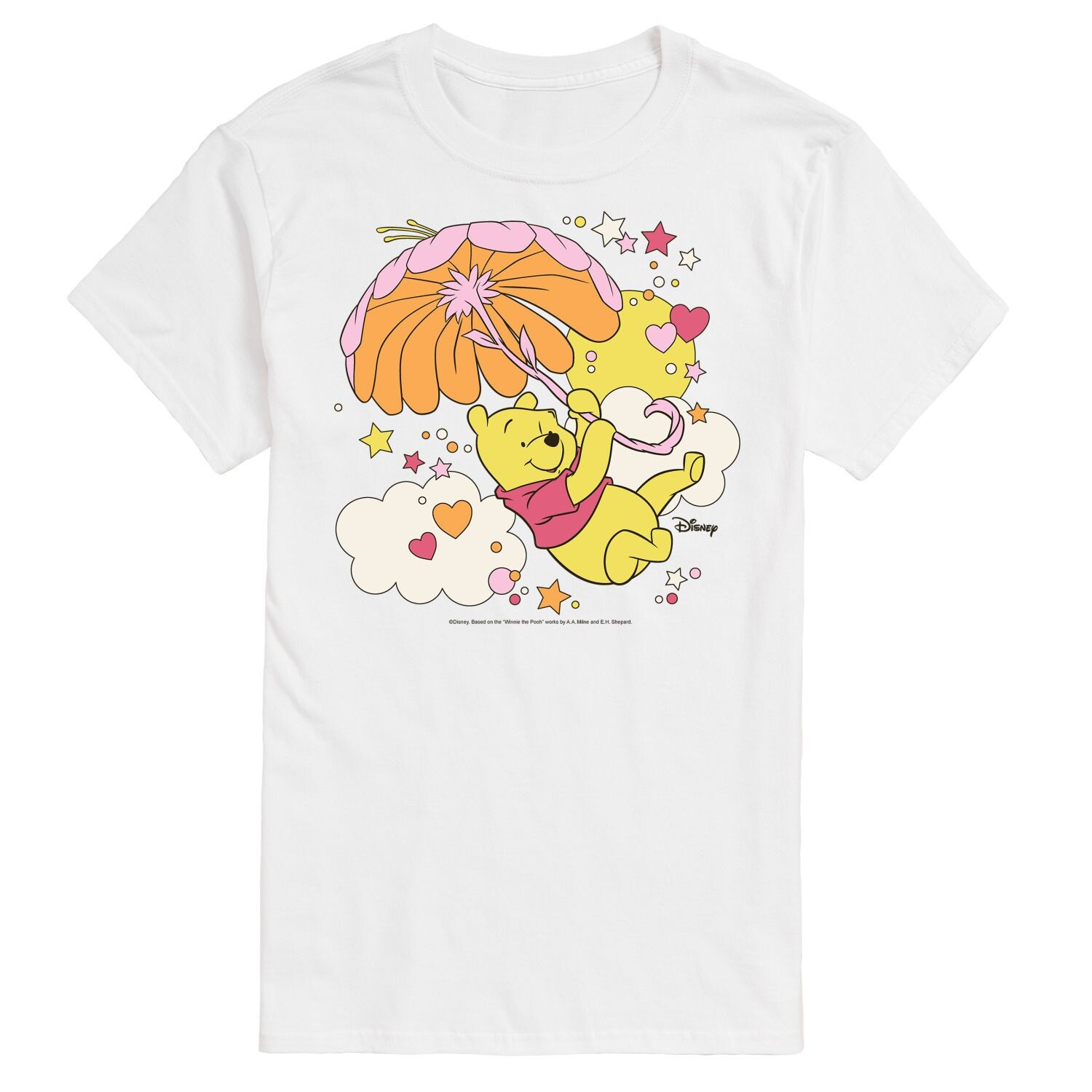 

Футболка с изображением зонтики Disney's Winnie the Pooh Big & Tall Pooh Licensed Character, белый