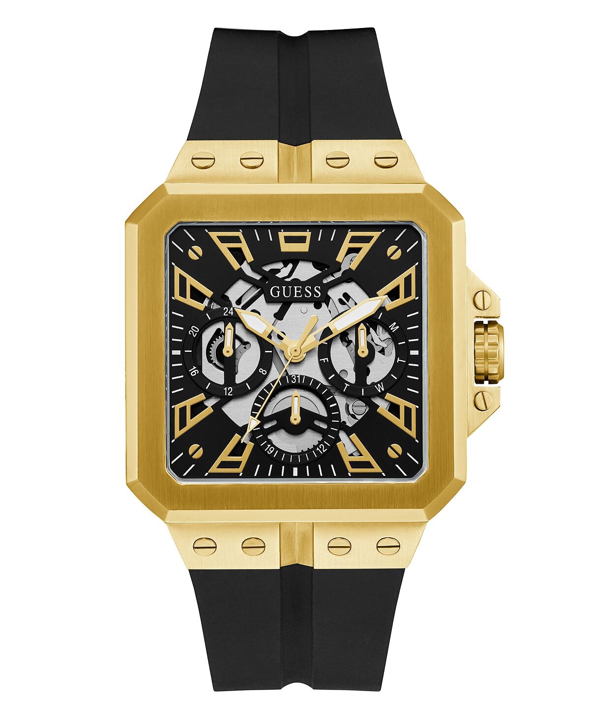 

Мужские многофункциональные черные силиконовые часы 42 мм GUESS