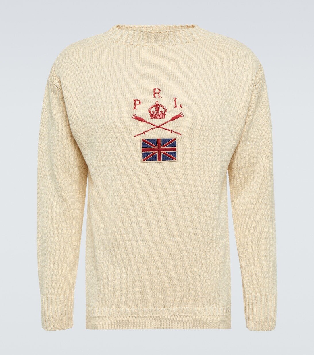 

Вышитый свитер из хлопка и льна Polo Ralph Lauren, бежевый