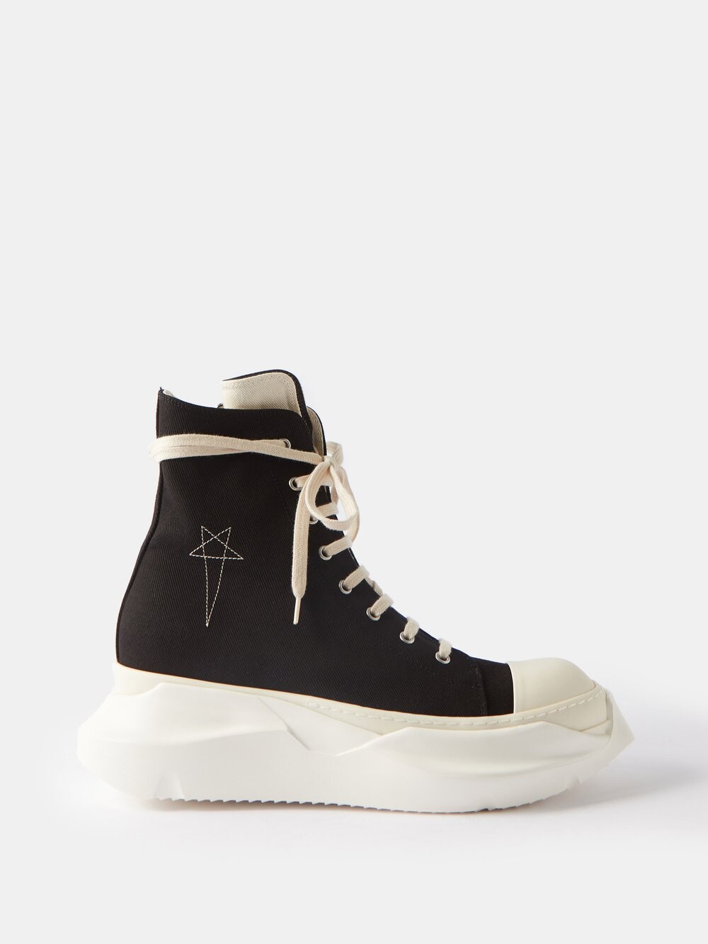 

Высокие кроссовки из денима с абстрактным узором Rick Owens, черный
