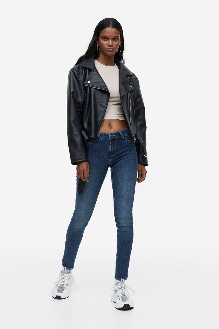 

Джинсы скинни с низким вырезом H&M, темно-синий деним