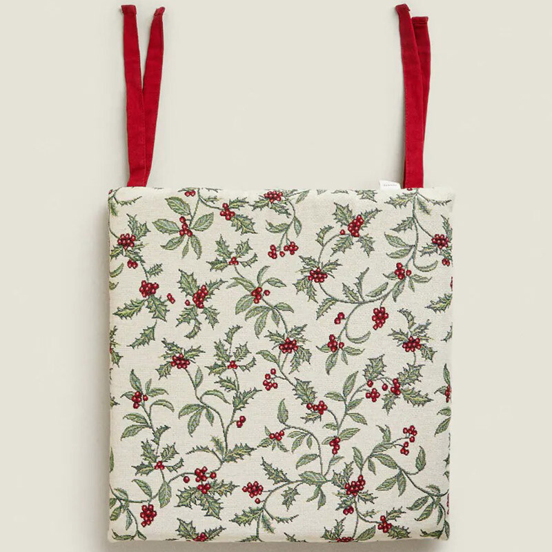

Подушка Zara Home Christmas Holly Seat, белый/зеленый/красный
