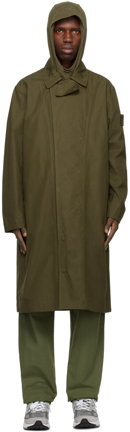 

Ветрозащитное пальто цвета хаки Stone Island