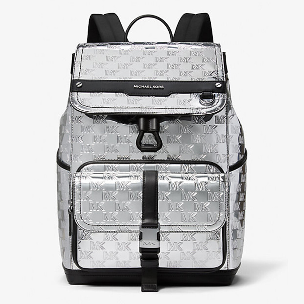 

Рюкзак Michael Kors Hudson Logo Embossed Metallic, серебряный