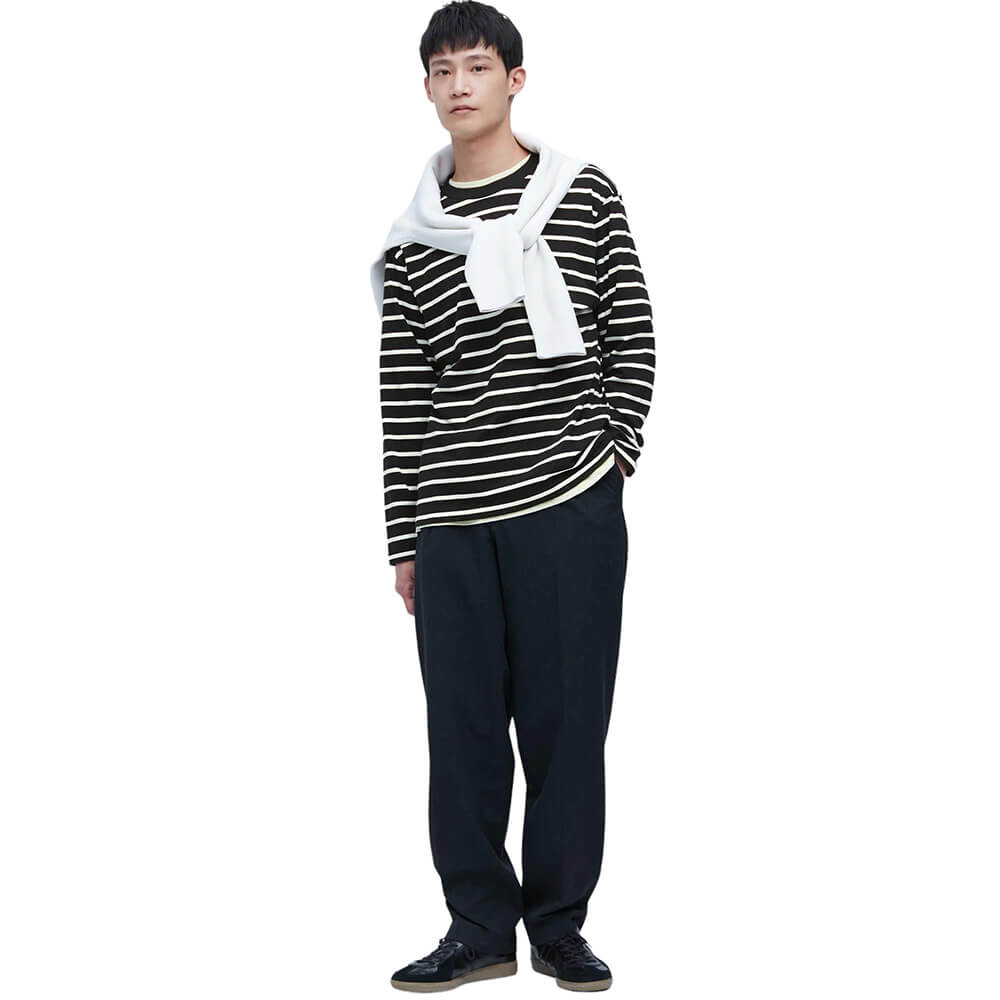 

Лонгслив Uniqlo Striped, черный/белый