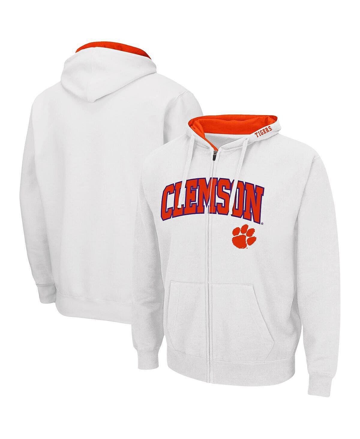 

Мужская белая худи clemson tigers arch and logo 3.0 с молнией во всю длину Colosseum, белый