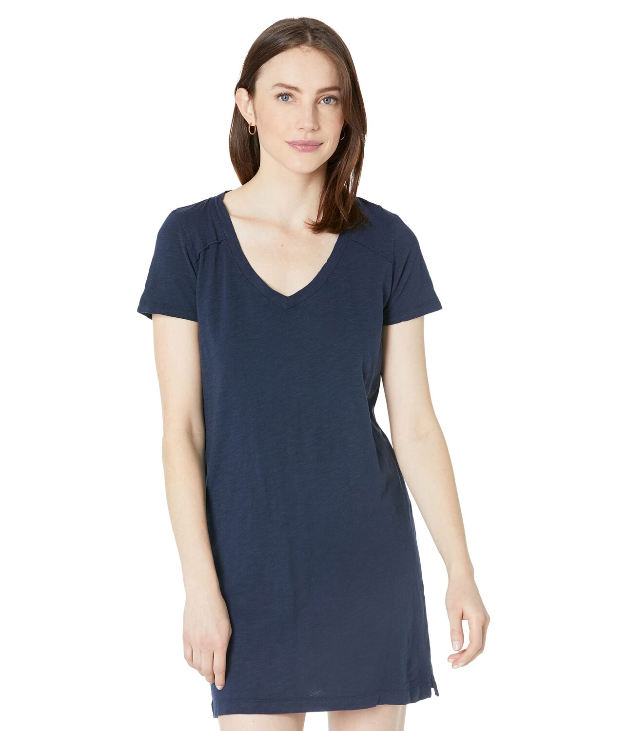 

Платье bobi Los Angeles, V-Neck Raw Edge Dress in Slubbed Jersey