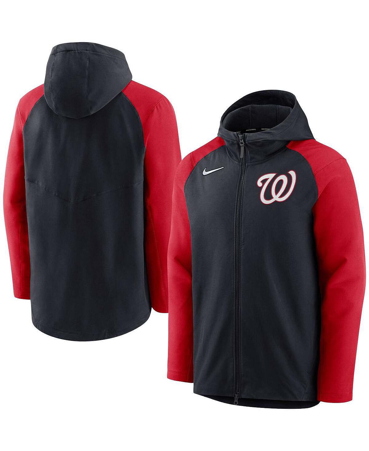 Мужская темно-синяя, красная куртка washington nationals authentic collection с капюшоном на молнии во всю длину Nike, мульти - фото