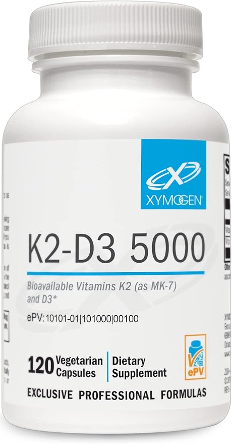 XYMOGEN K2-D3 5000 - Витамин D3 K2 - Биодоступный витамин D 5000 МЕ, 120 капсул xymogen d3 5000 биодоступный витамин d3 5000 ме 125 мкг 90 желатиновых мягких таблеток