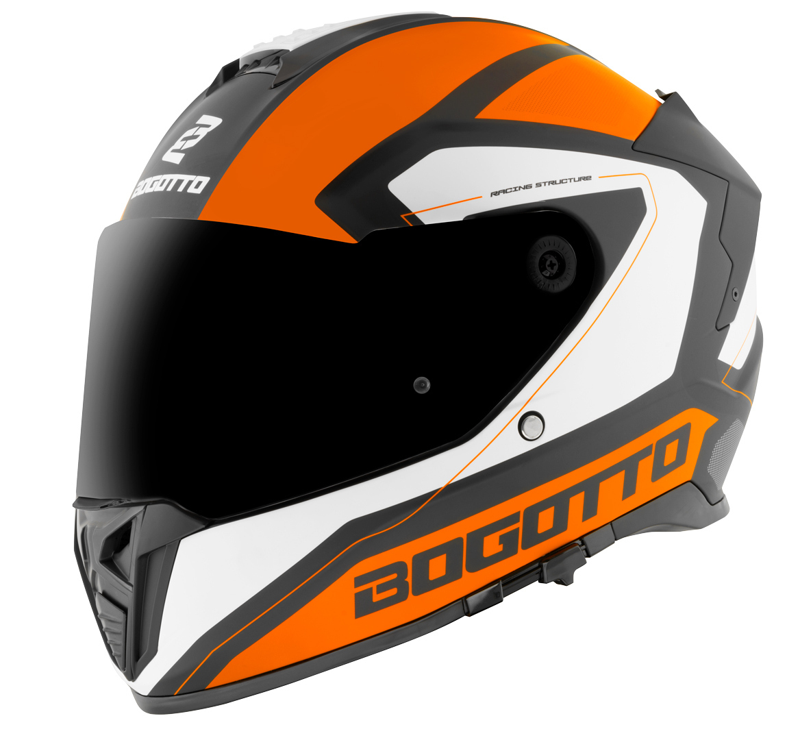 цена Шлем Bogotto FF122 BGT с солнцезащитным козырьком, оранжевый/белый