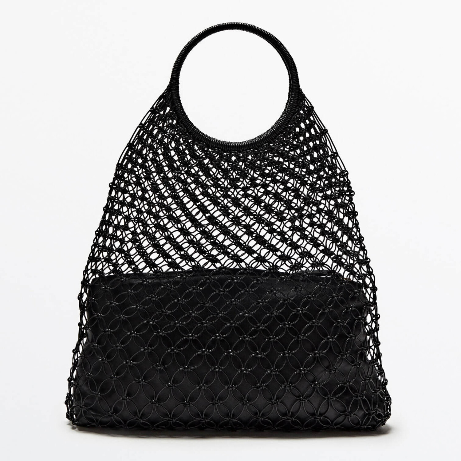 

Сумка-тоут Massimo Dutti Tubular Braided, черный