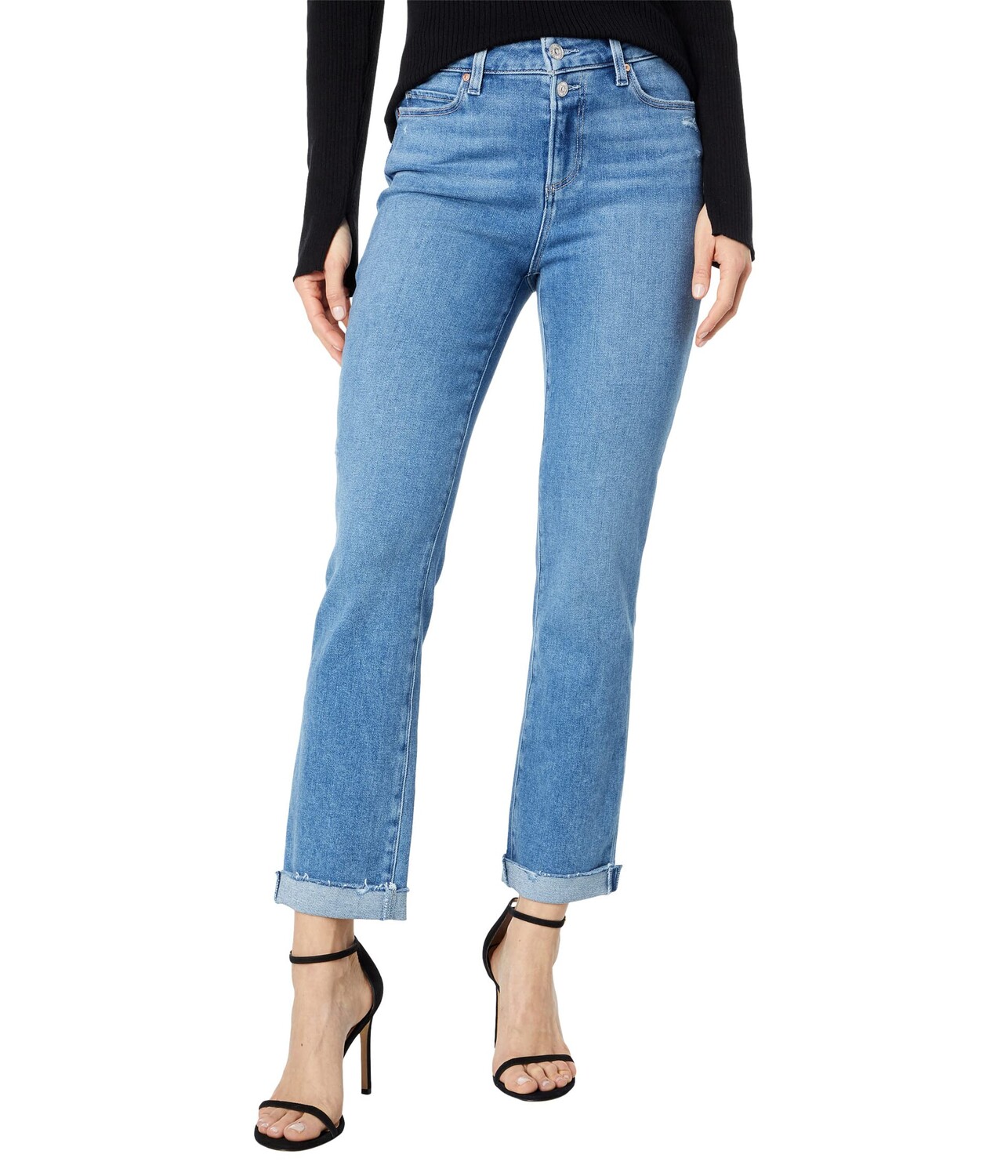 

Джинсы Paige, Cindy w/ Double Button + Raw Cuff in Neelah Distressed
