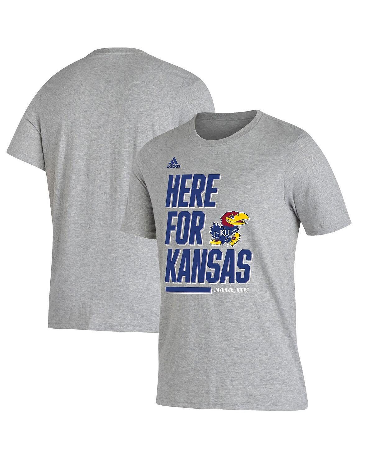 

Мужская футболка heather grey kansas jayhawks here for bench adidas, мульти