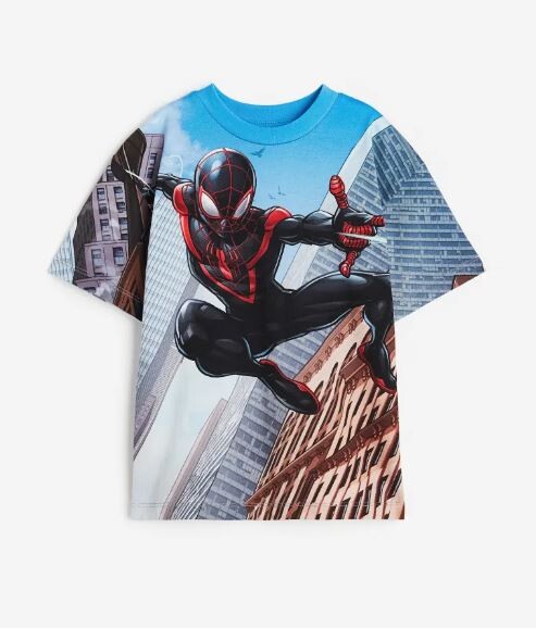 

Футболка с принтом H&M Kids Spider Man Print, синий/черный