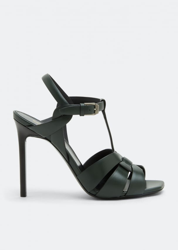 

Сандалии SAINT LAURENT Tribute leather sandals, зеленый