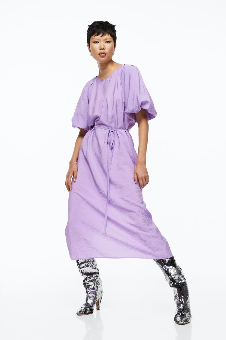 

Платье с пышными рукавами H&M, светло-фиолетовый