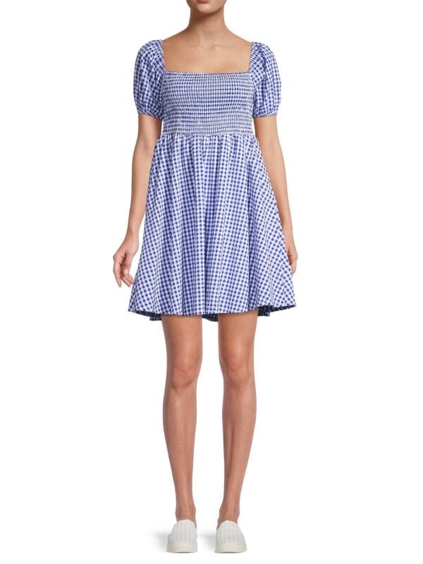 

Присборенное платье в клетку Lea & Viola Blue