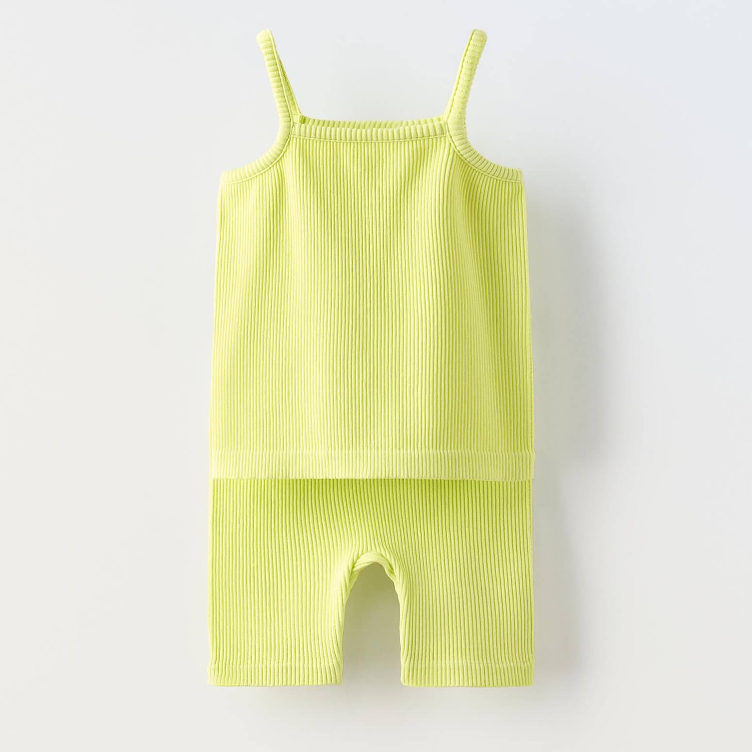 Комплект топ + шорты Zara Summer Camp Seamless Ribbed, желто-зеленый