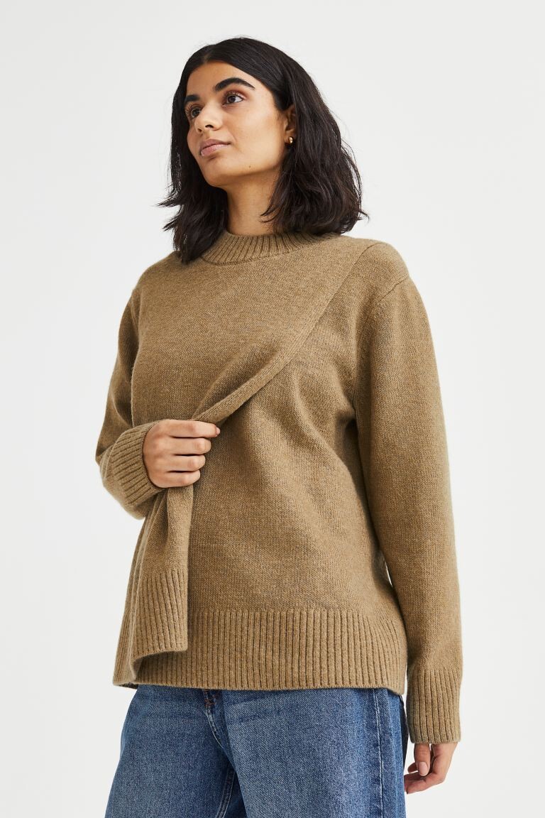 

Свитер MAMA до и после H&M, темно-бежевый меланж