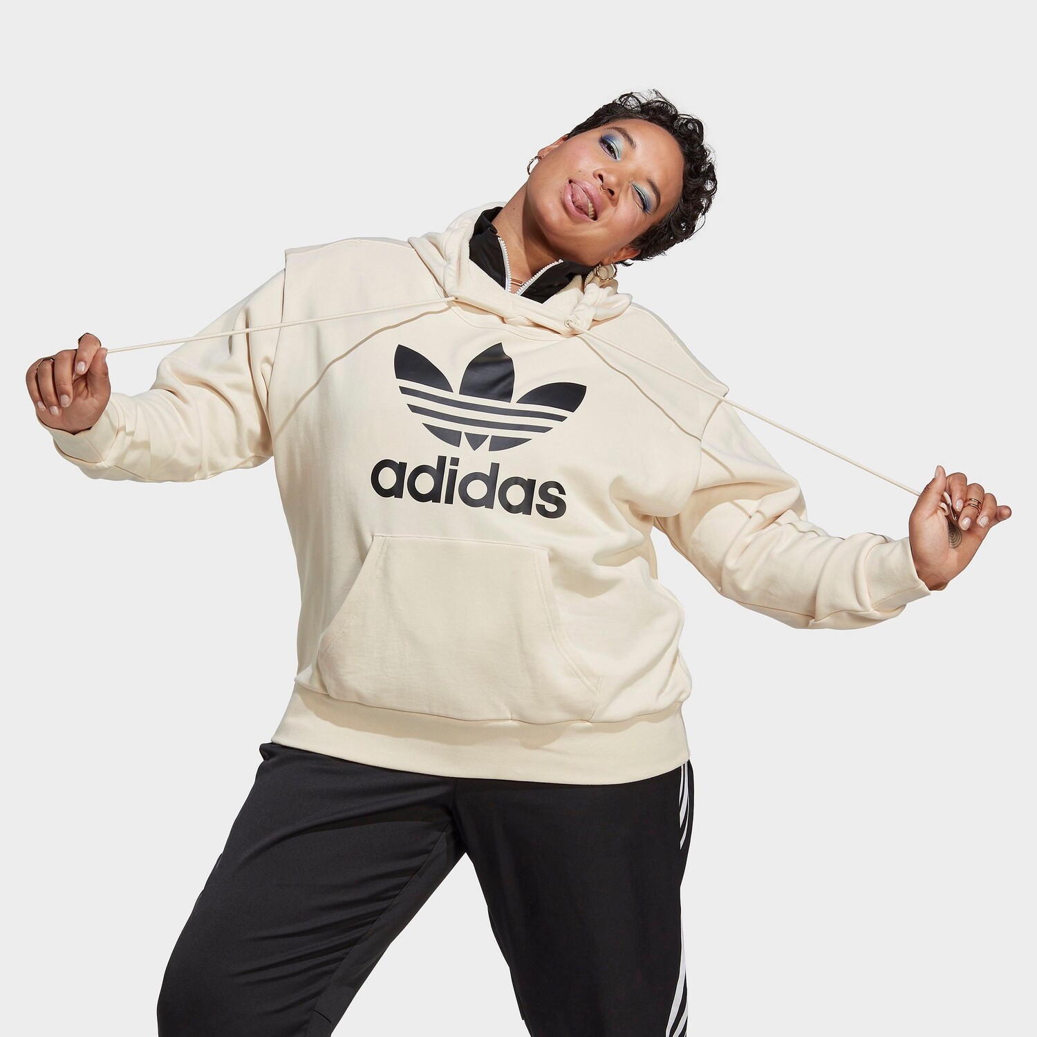 

Женская толстовка с трилистником Adidas Originals Always Original (большие размеры), кремовый