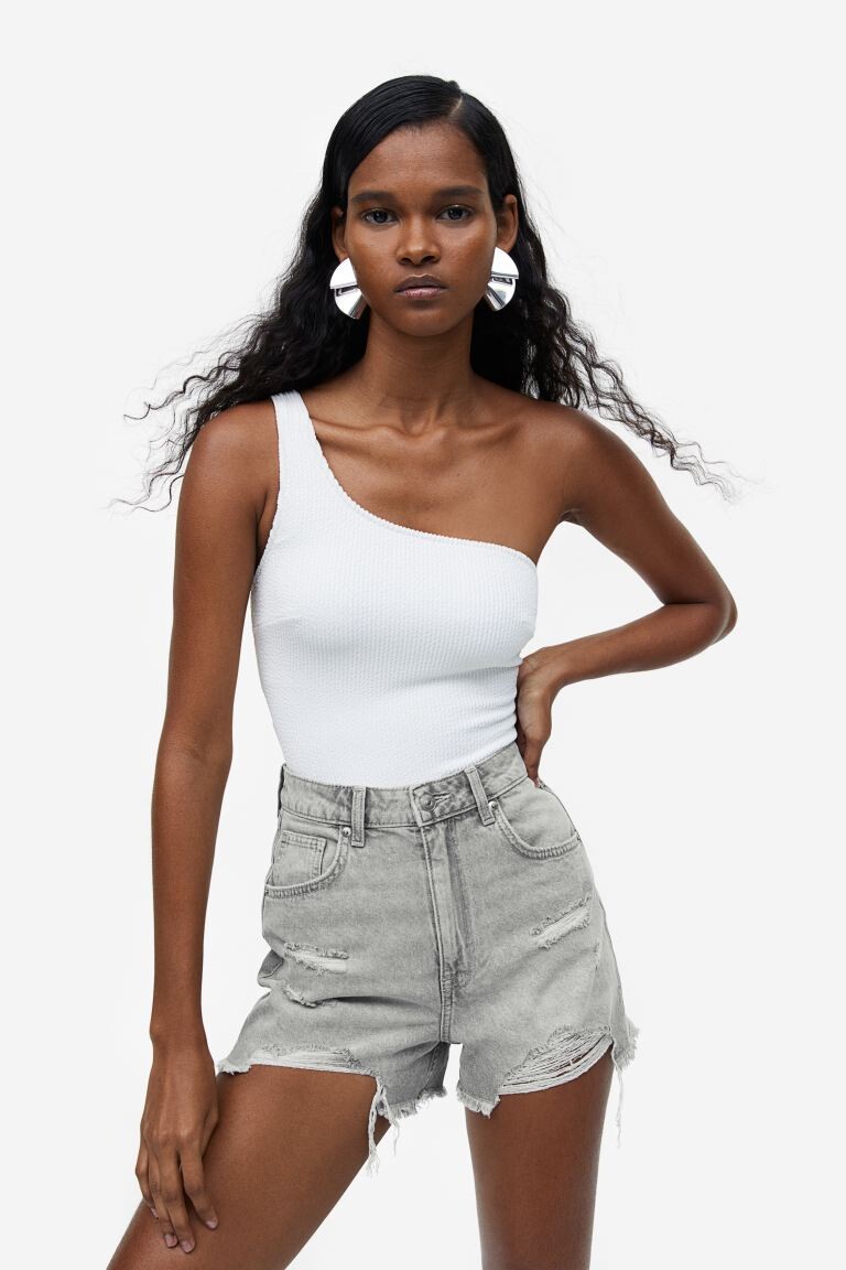 

Джинсовые шорты с высокой талией H&M, светло-серый