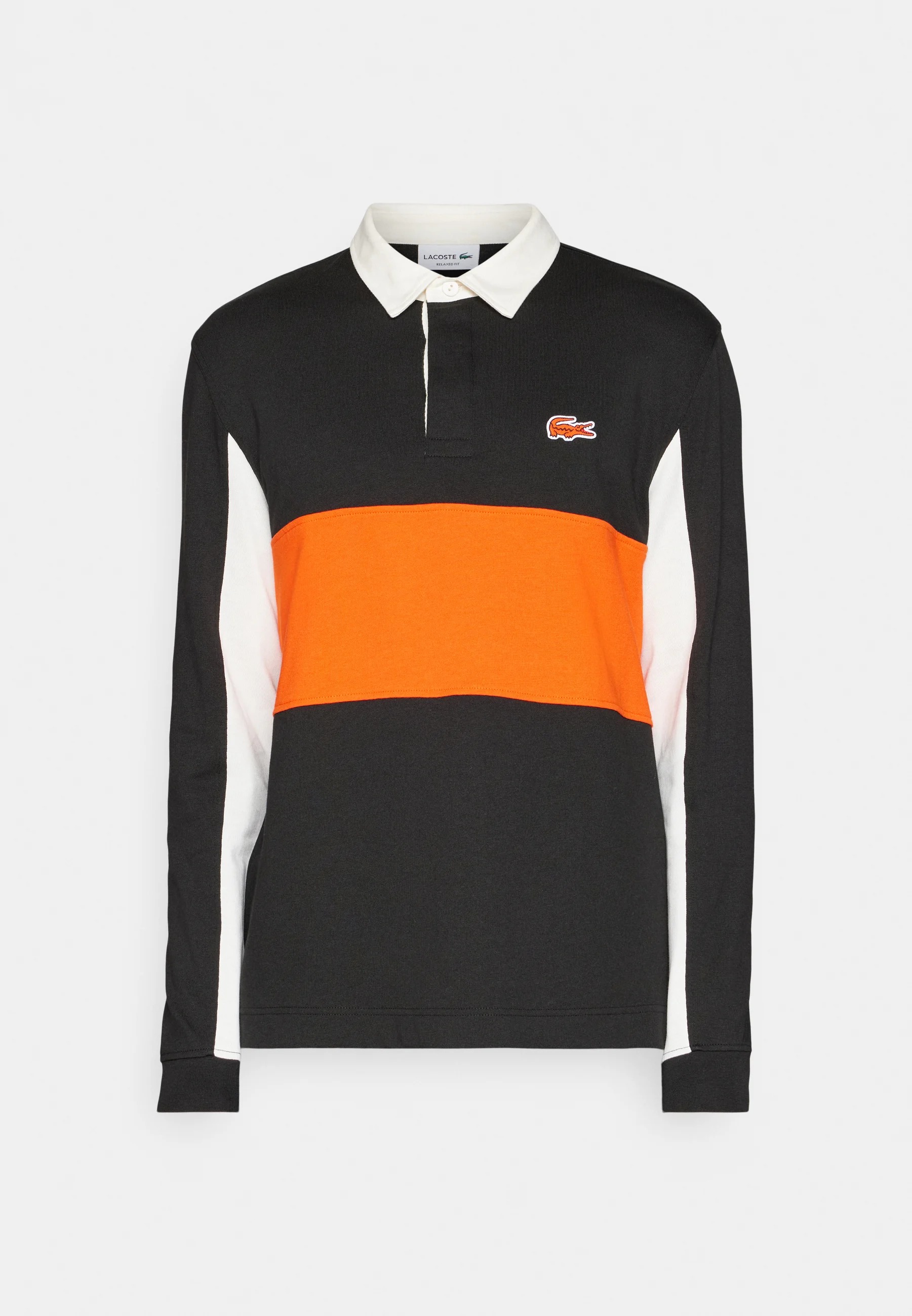 Футболка Lacoste Exclusive Unisex Long Sleeve, черный, оранжевый, белый цена и фото