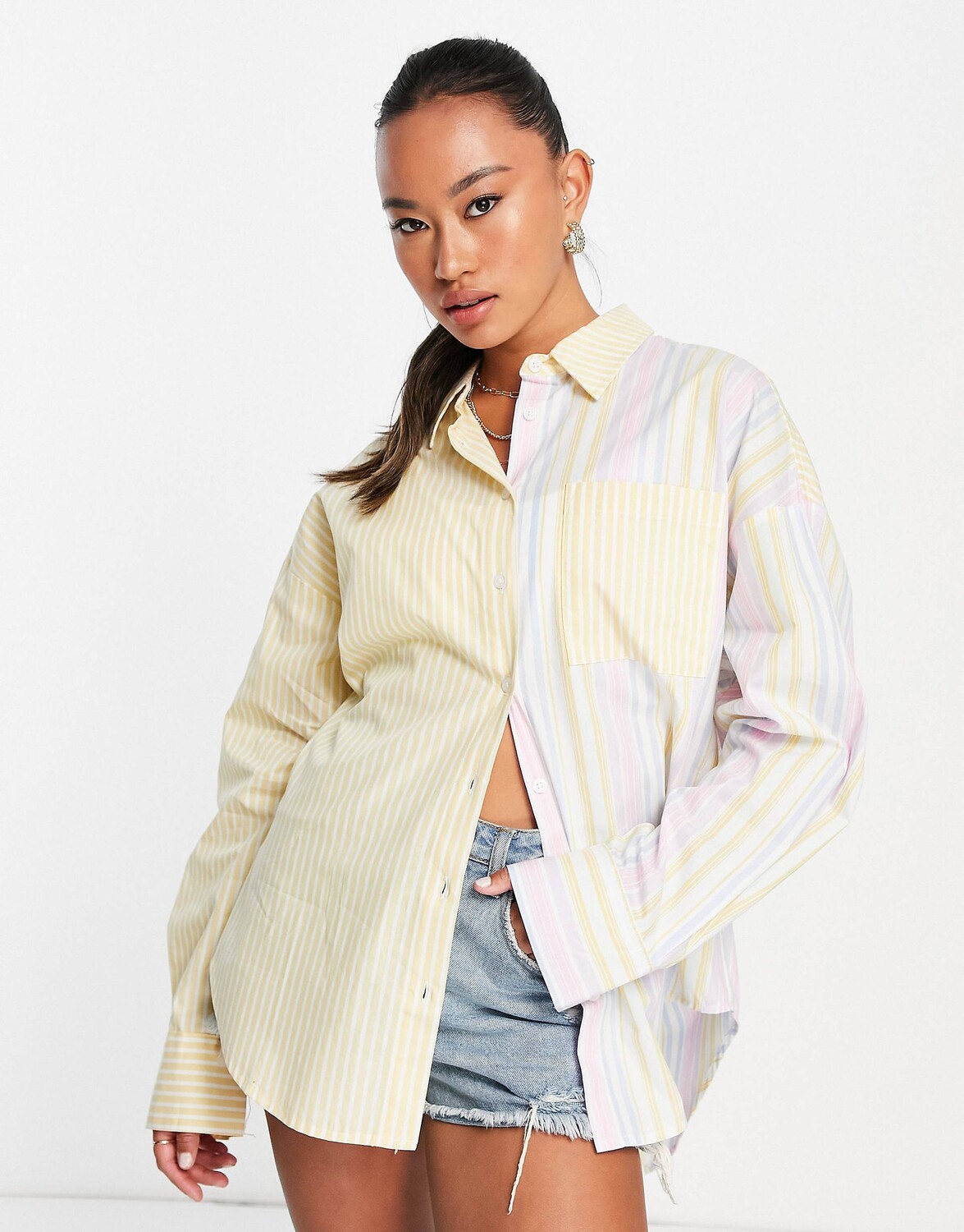 

Рубашка оверсайз в пастельную полоску ASOS DESIGN