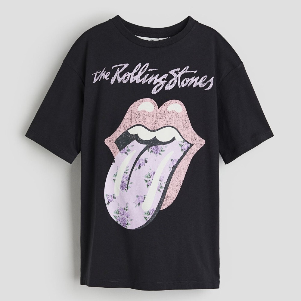 

Футболка H&M Kids Oversized Printed The Rolling Stones, черный