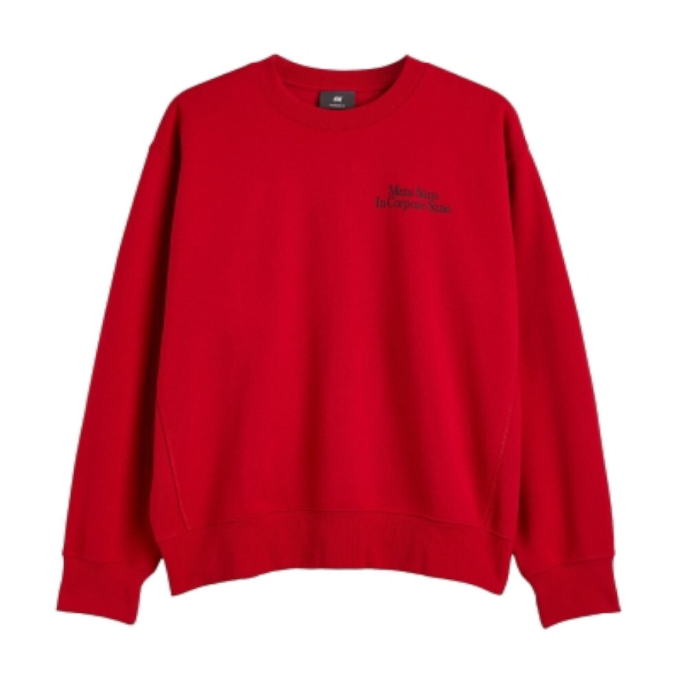 

Свитшот с принтом H&M Oversized Fit Print Mens Sana, красный