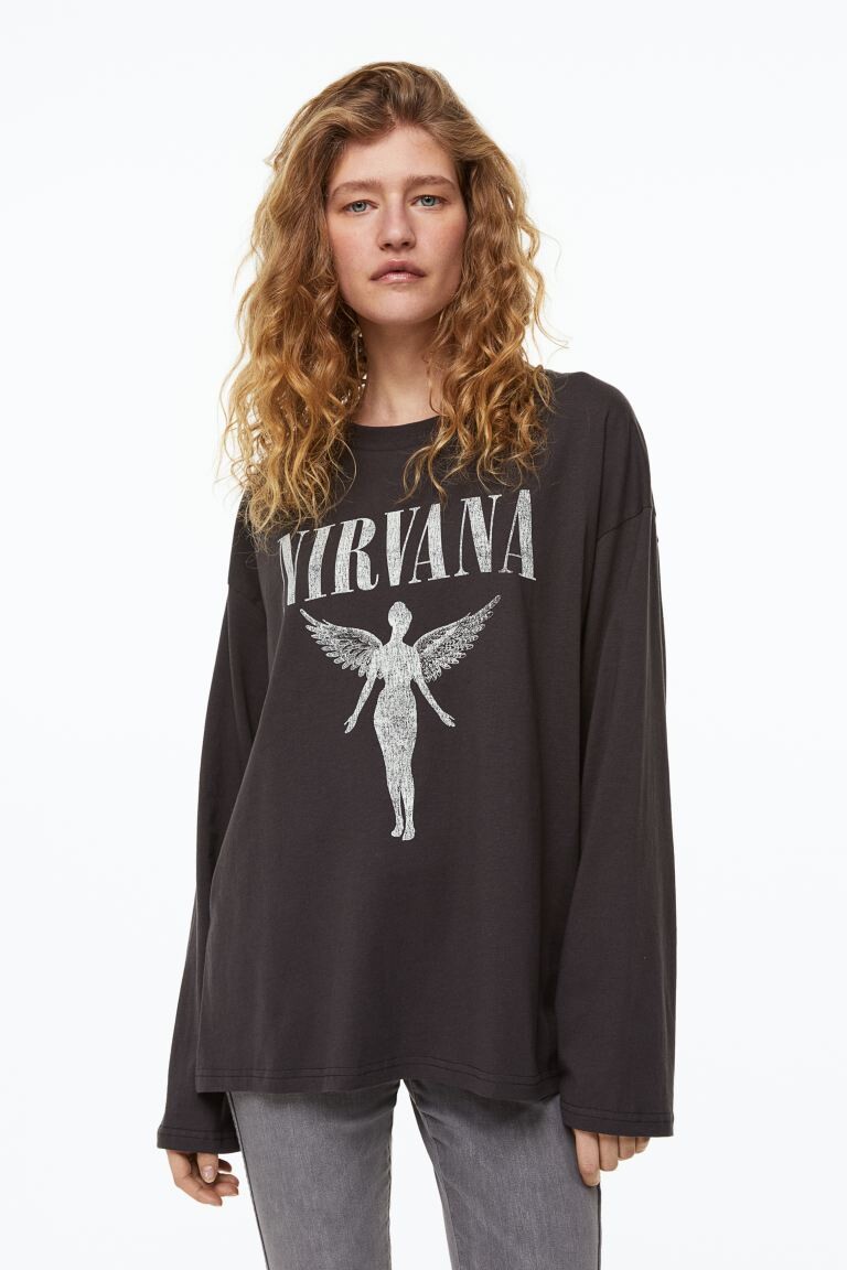 

Свиншот оверсайз с набивным рисунком H&M, темно-серый