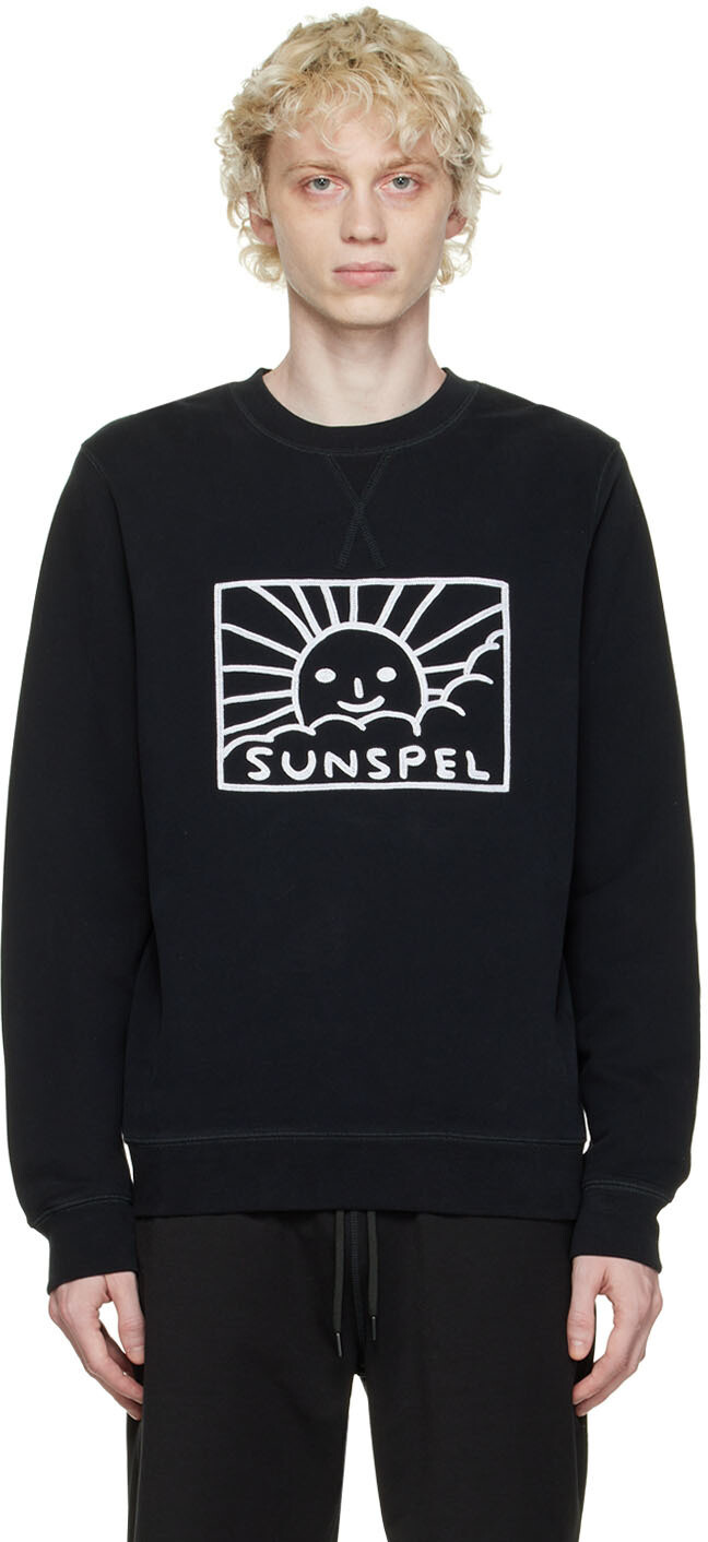 

SSENSE Эксклюзивная черная толстовка с вышивкой Sunspel, Черный