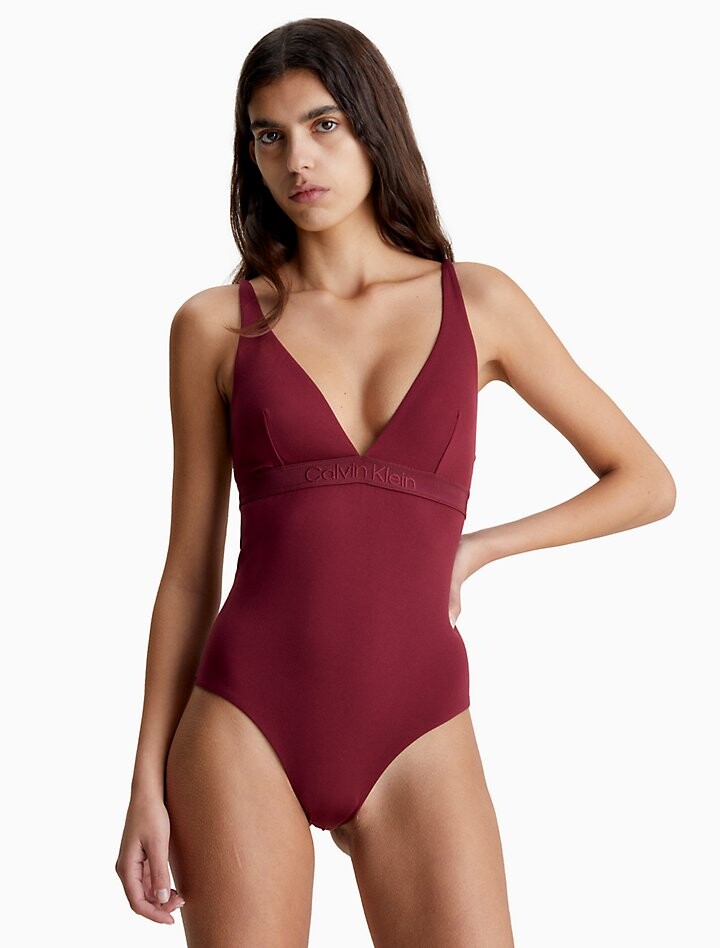 

Тональный цельный купальник Core Calvin Klein, клюквенный, Коричневый