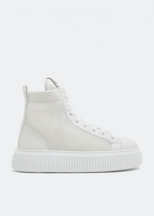 

Кроссовки MIU MIU Mesh flatform high-top sneakers, белый