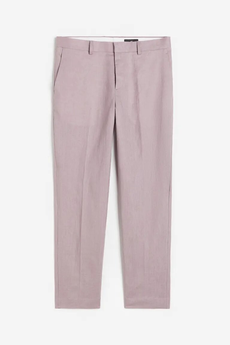 

Брюки H&M Slim Fit Linen Suit, розовый