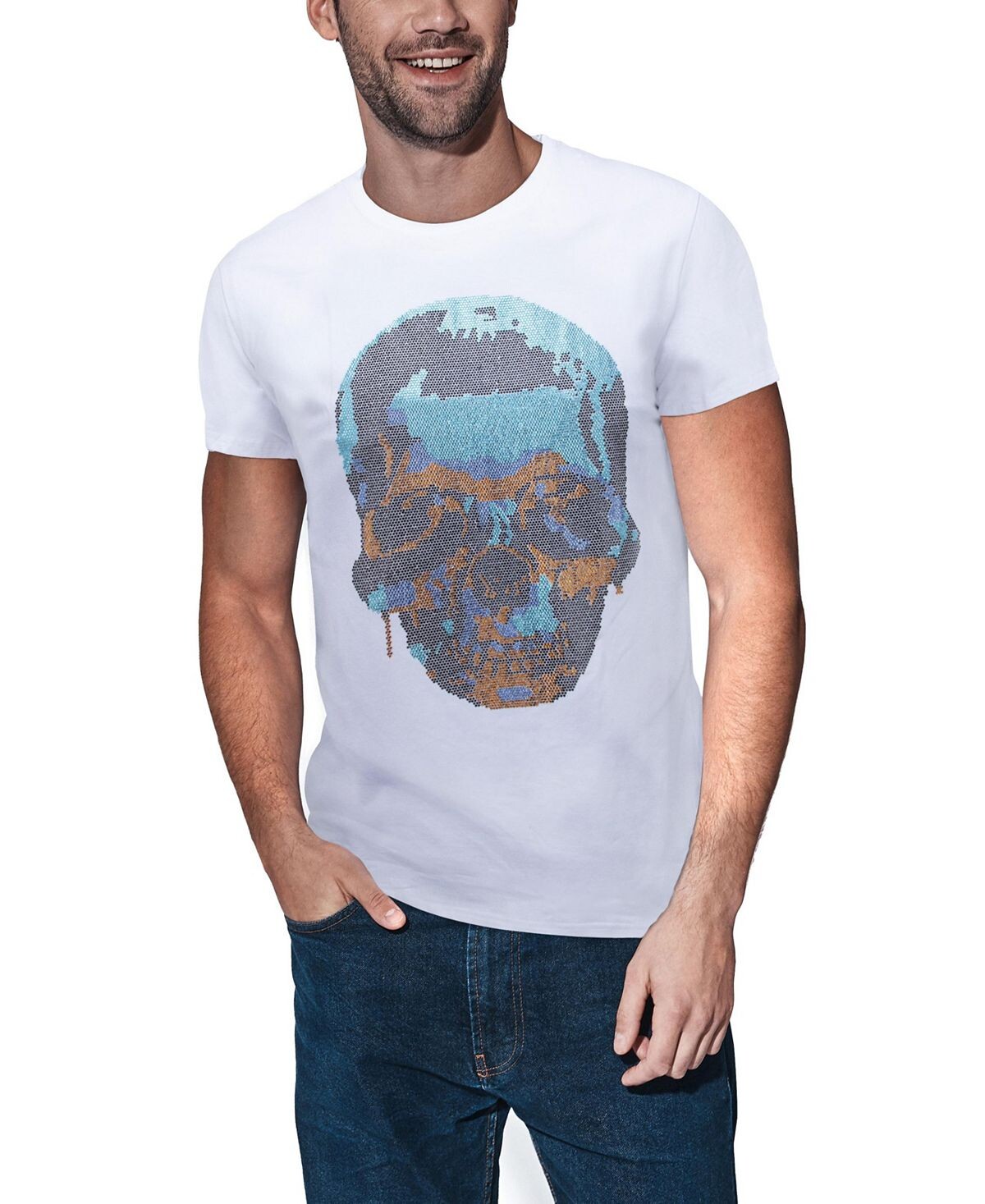 

Мужская футболка drip skull со стразами X-Ray, белый