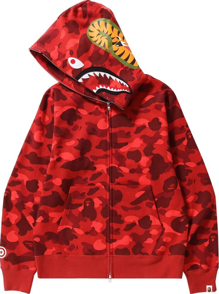 Худи BAPE Color Camo Shark Full Zip 'Navy', красный - фото