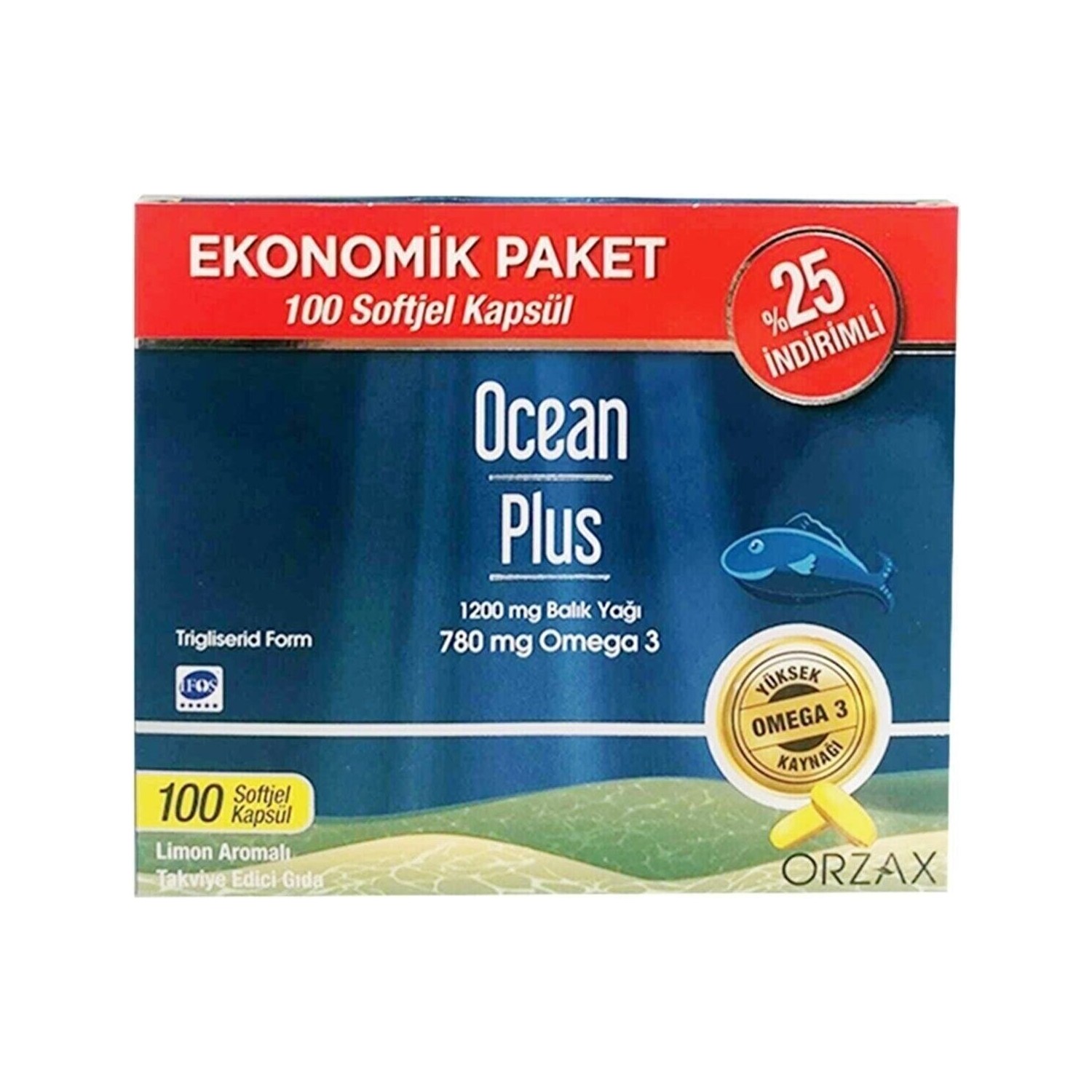 Омега-3 Ocean Plus 1200 мг, 100 капсул nature s truth черника 1200 мг 100 вегетарианских капсул