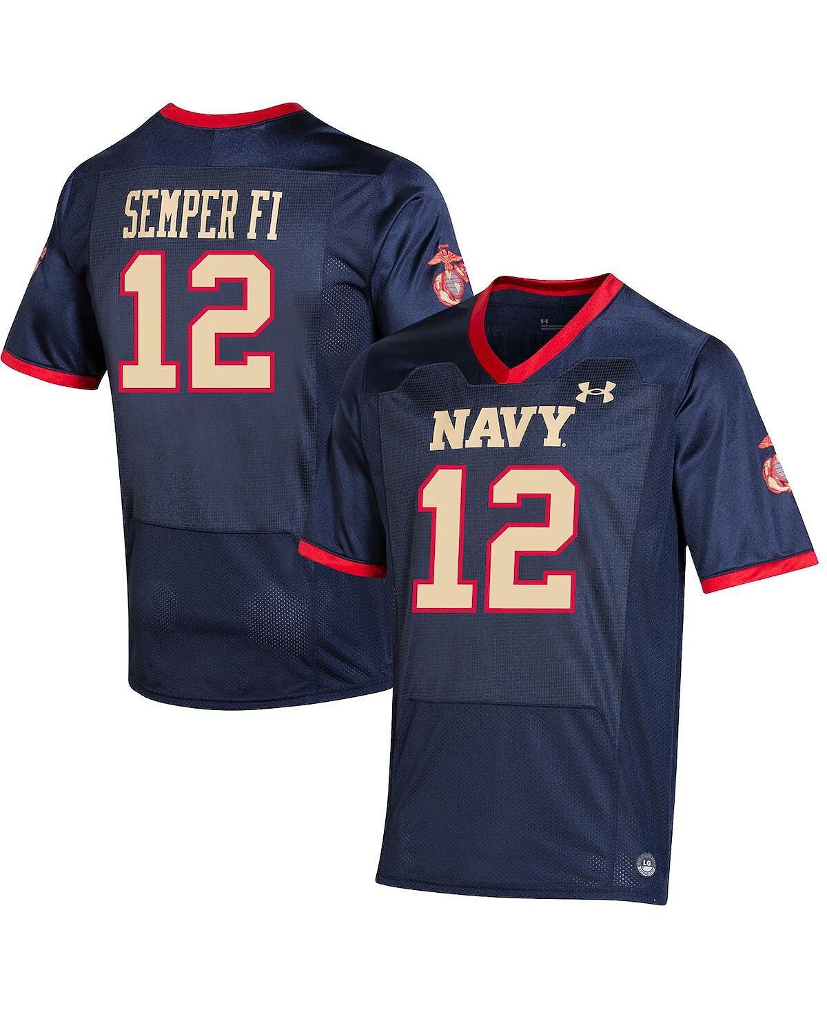 

Футболка Under Armour Men's Number 12 Navy Navy Midshipmen USMC Premier Special Game, синий