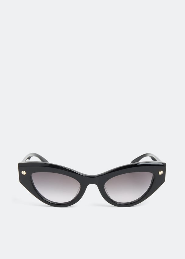 солнцезащитные очки alexander mcqueen кошачий глаз оправа металл градиентные для женщин черный Солнечные очки ALEXANDER MCQUEEN Cat-eye sunglasses, черный