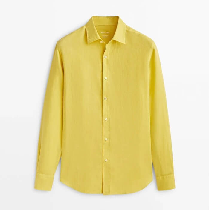 

Рубашка Massimo Dutti 100% Linen Slim-Fit, желтый
