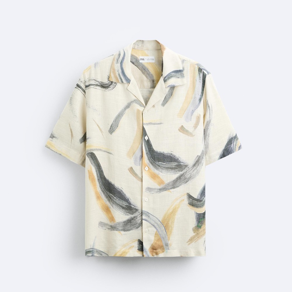 Рубашка Zara Watercolour Print, мультиколор рубашка zara geometric print мультиколор