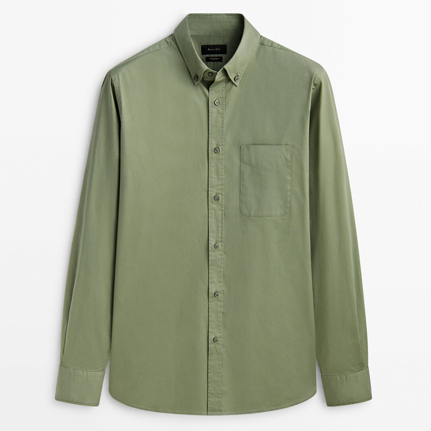 

Рубашка Massimo Dutti Regular Fit Stretchy Cotton Blend With Pocket, зеленый