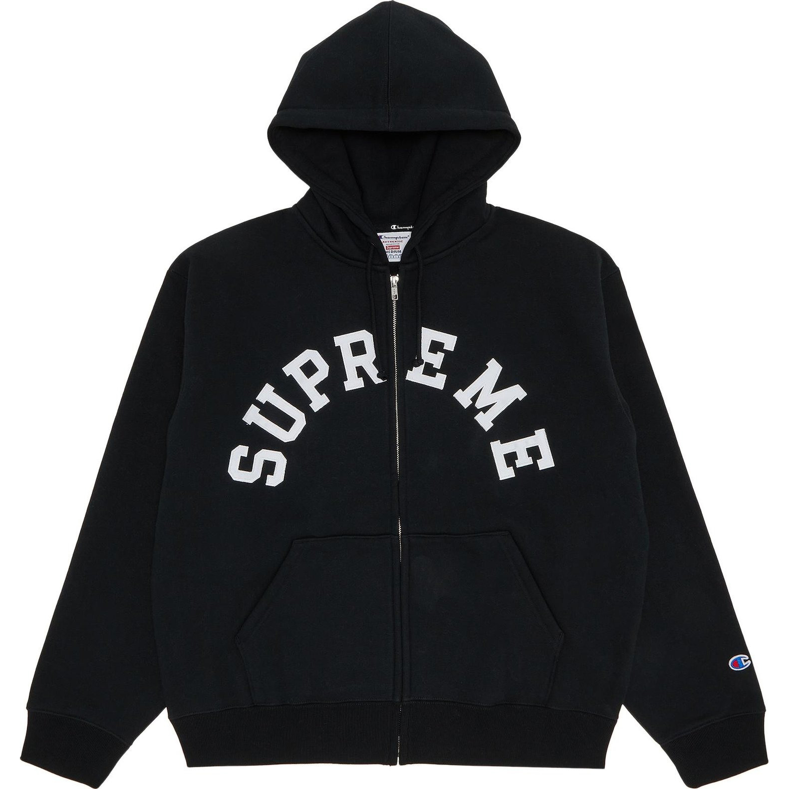 Толстовка Supreme x Champion Zip Up Hooded, черный