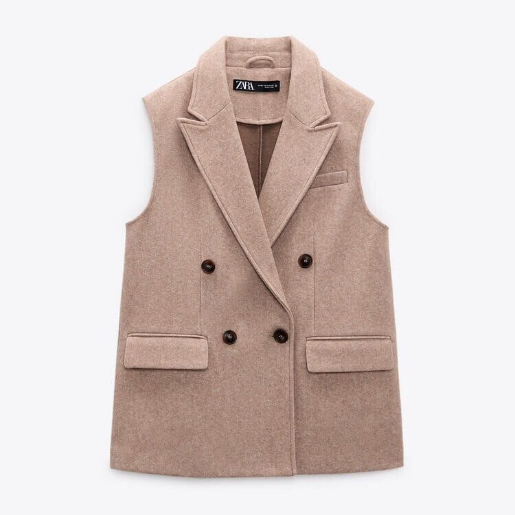 

Жилет Zara Soft Double-Beasted, светло-коричневый
