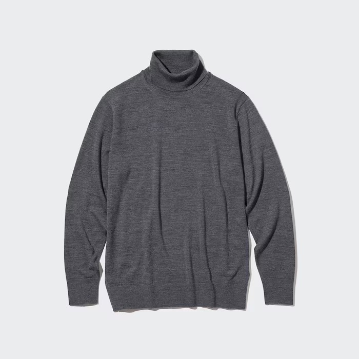 Джемпер Uniqlo Extra Fine Merino, серый рубашка поло uniqlo 100% extra fine merino knit long sleeved коричневый