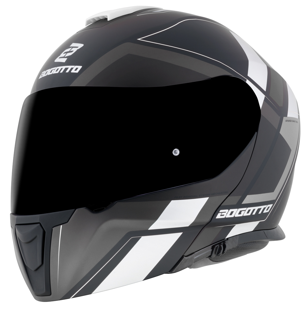 Откидной шлем Bogotto FF403 Murata со съемной подкладкой, белый/черный/серый