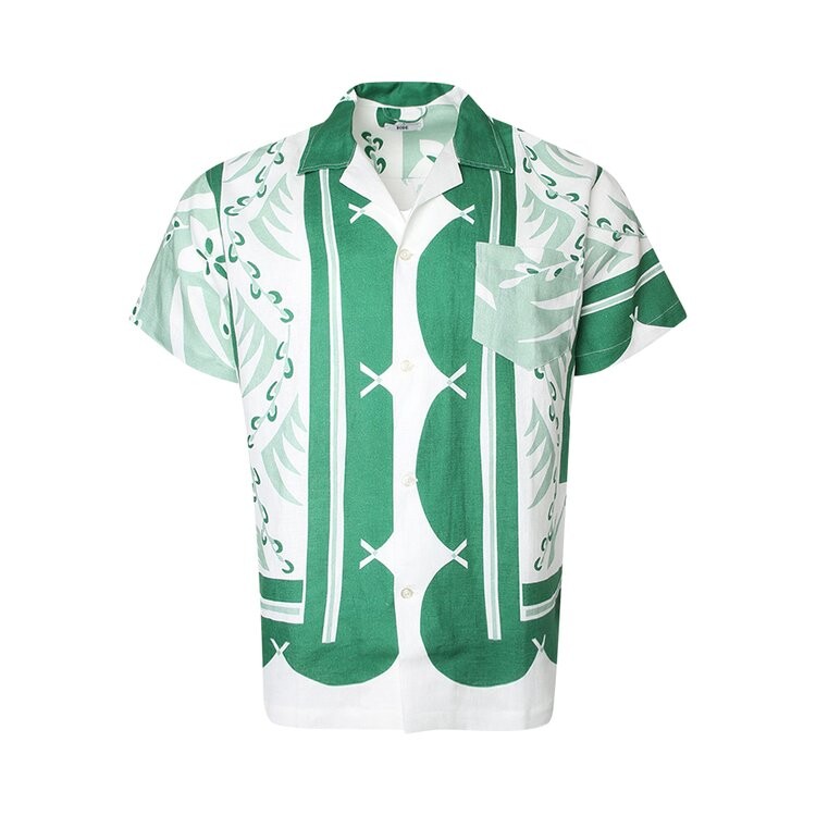 

Рубашка Bode Prairie Willow Short-Sleeve Shirt 'White/Green', белый