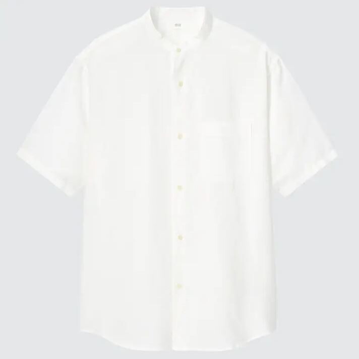 

Рубашка Uniqlo Linen Cotton Blend Short Sleeved, белый