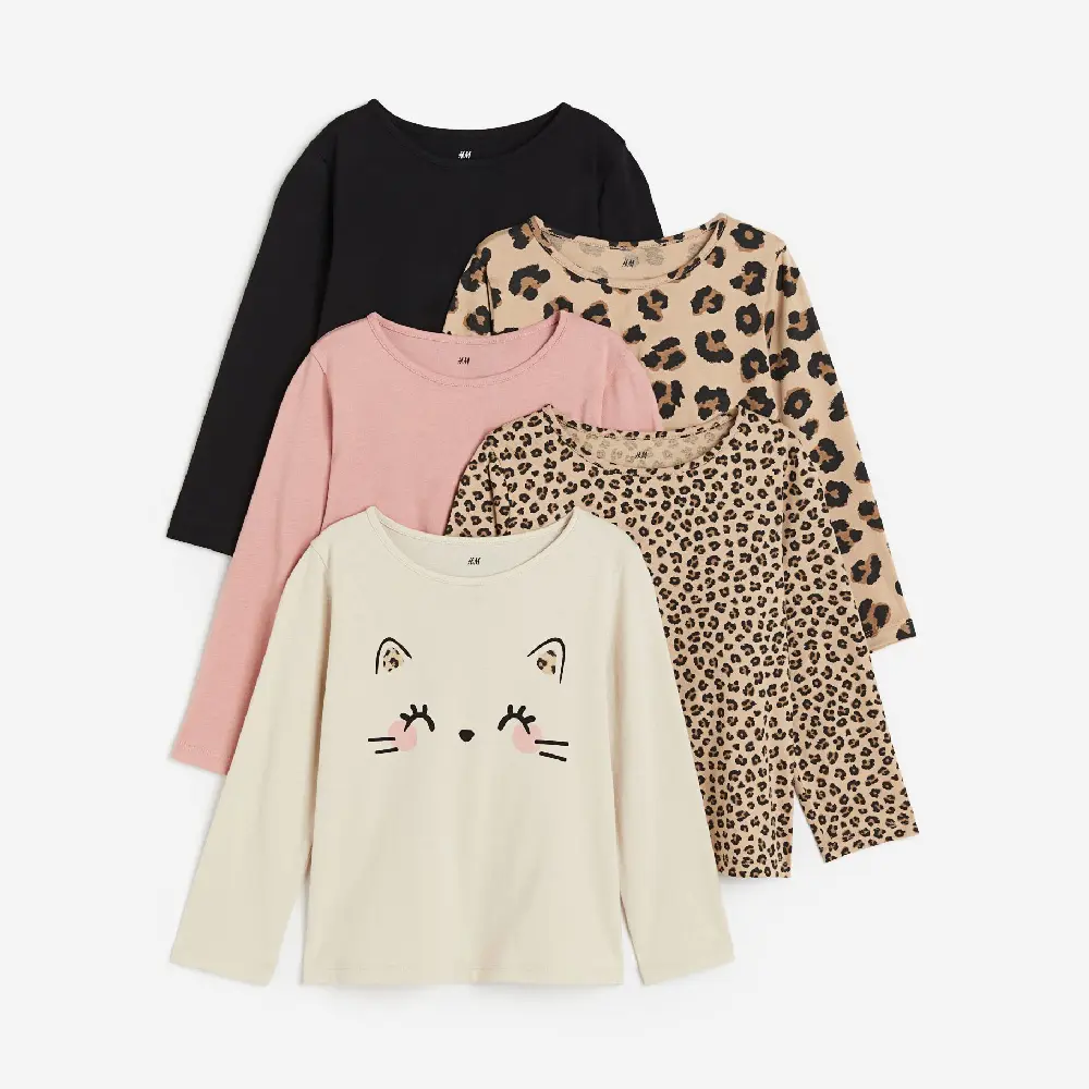 

Комплект топов H&M Kids Long-sleeved, 5 предметов, светло-бежевый